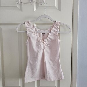 Brandy Melville John Galt Malena Pink Ruffled Coquette Bow Top